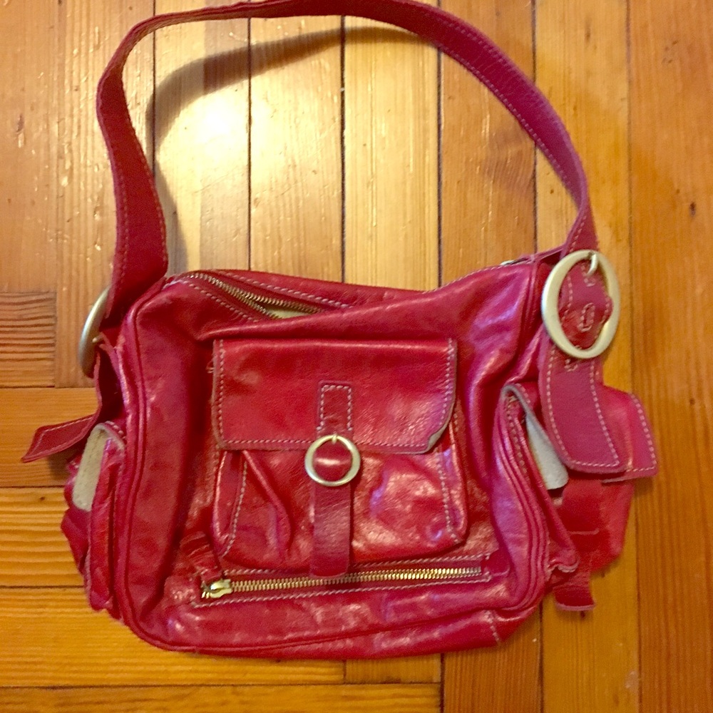 Red leather Francesco Biasia bag
